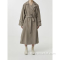 Elegans Kvinnor Lång Double Breasted Trench Coat